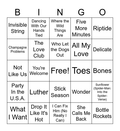 Crawford Crew Kids Music Bingo! Bingo Card