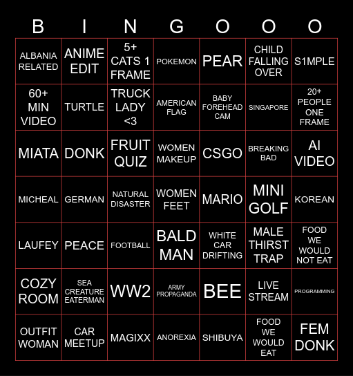 mASIIVE BING Bingo Card