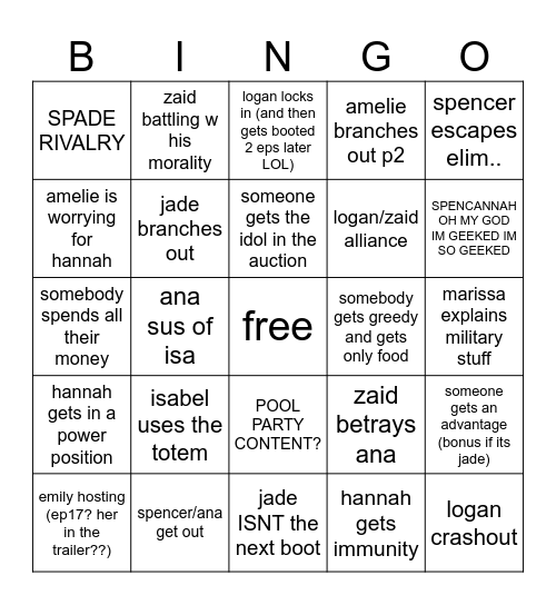 ep 18 bingoo Bingo Card