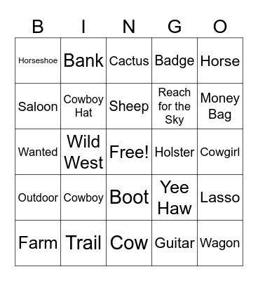 Wildest Bingo in the West Bingo Card