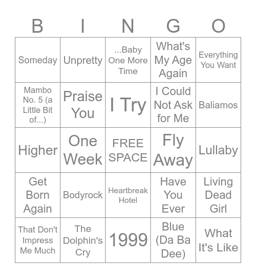 8/10 - 8/11/2025 "1999" Bingo Card