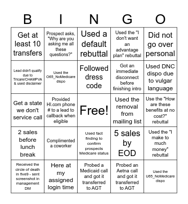 Tier 1 Bingo Card