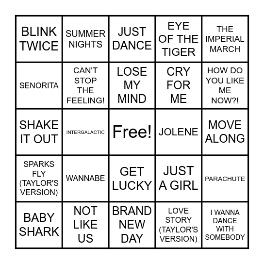 ❤️ CPR SONGS ❤️ Bingo Card