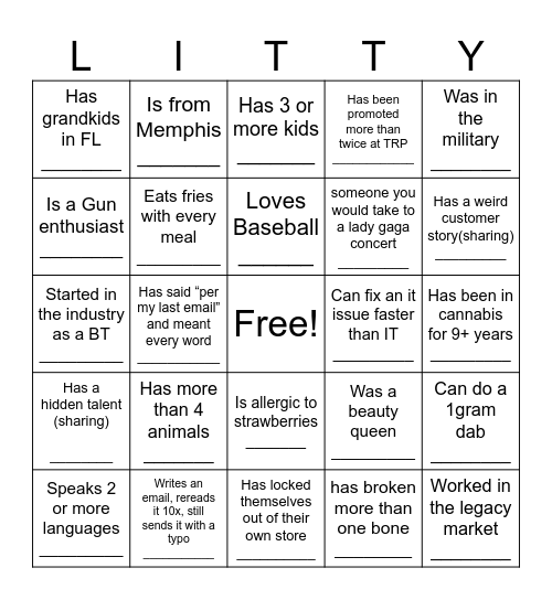 Litty Bingo Card