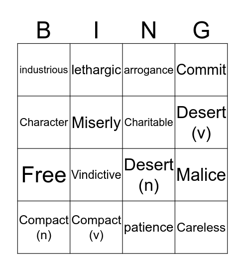 VSL 7-9 Bingo Card