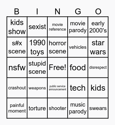 robot chicken Bingo Card