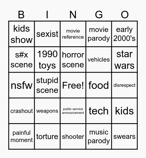 robot chicken Bingo Card