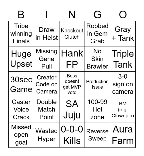 Monthly Final Bingo Card