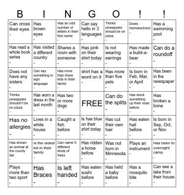 Find someone who.... Bingo Card