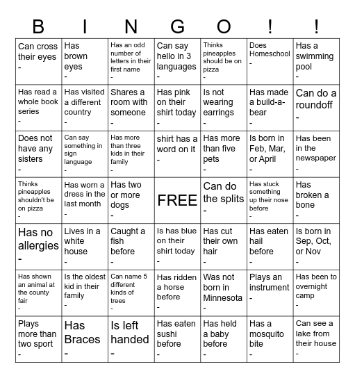 Find someone who.... Bingo Card