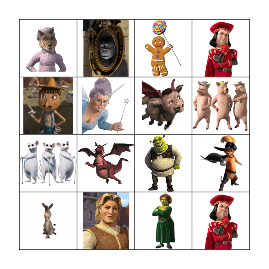 SHREK BINGO Card