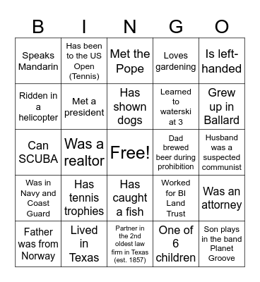 Human Bingo! - Find Someone Who.... Bingo Card