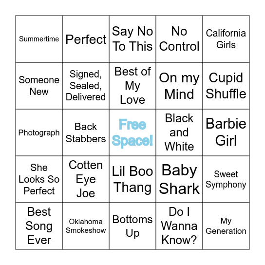 SINGO Bingo Card