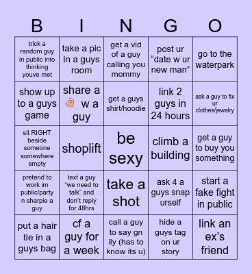 hot girl summer bingo Card