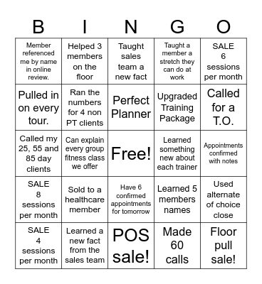 PTD Bingo Card