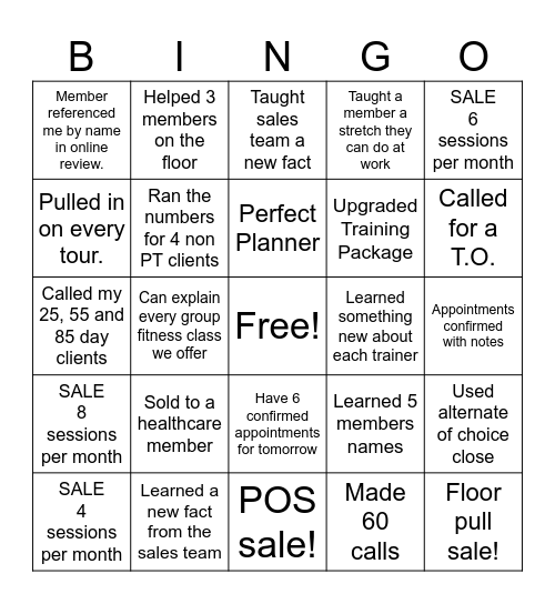 PTD Bingo Card