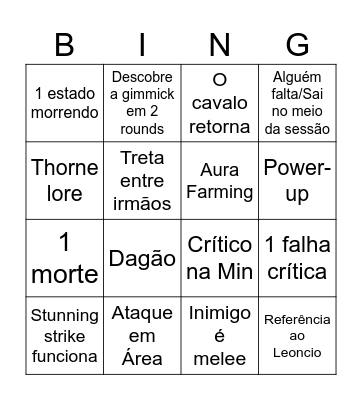 Sessão de Hoje Bingo Card