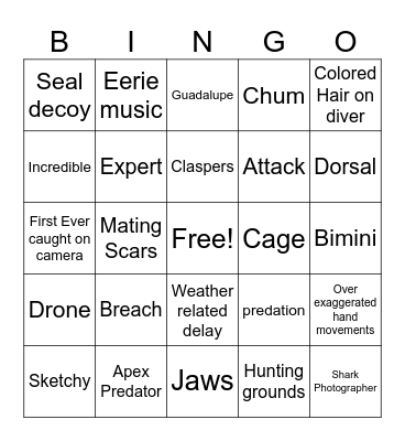 Shark Week Bingo Card