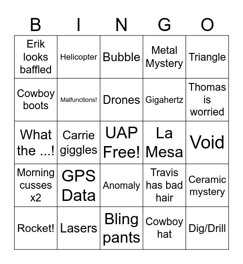 Skinwalker 9 Bingo Card