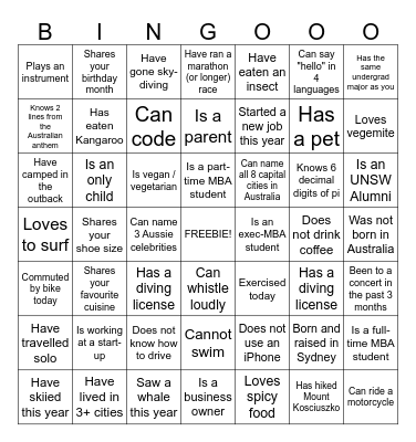 ASA Meet & Mingle! Bingo Card