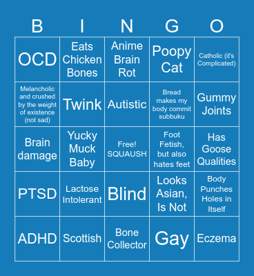 Disibility Bingo Card