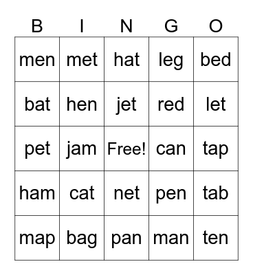 I Know that Word! Bingo Card