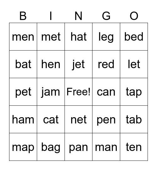 I Know that Word! Bingo Card