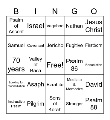 PSALMS BOOK III - REFLECTIONS Bingo Card