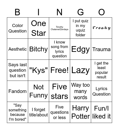 Untitled Bingo Card