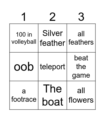 A short hike bingo Card