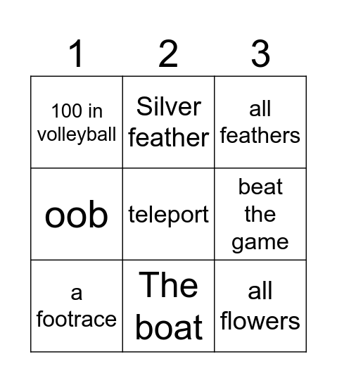 A short hike bingo Card