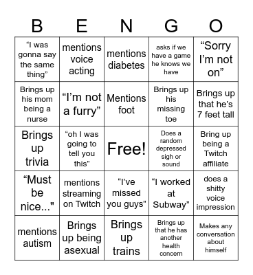 Bengo! Bingo Card