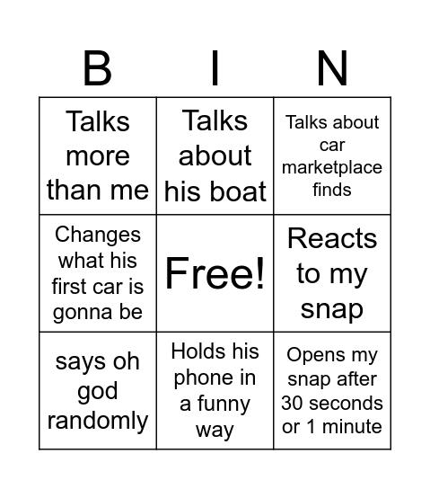 Brian Bingo (for fun) Bingo Card