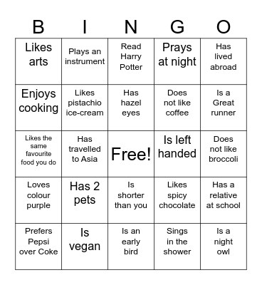 Find someone who Bingo Card