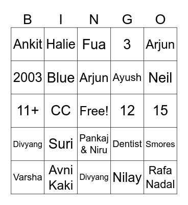 Family Trivia & Fun Facts Bingo Card