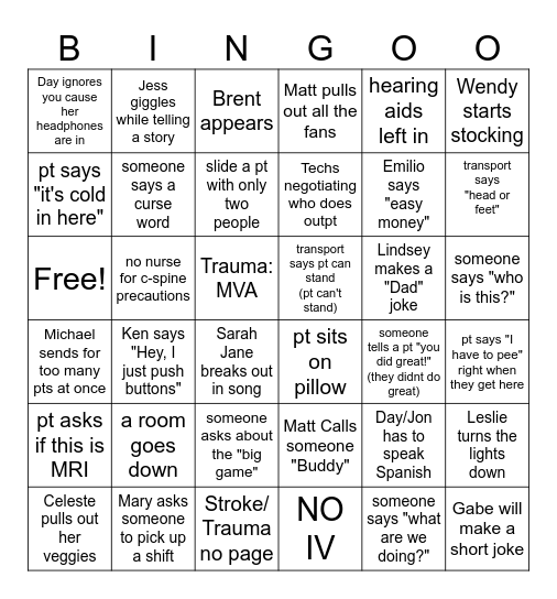 CT Bingo Card