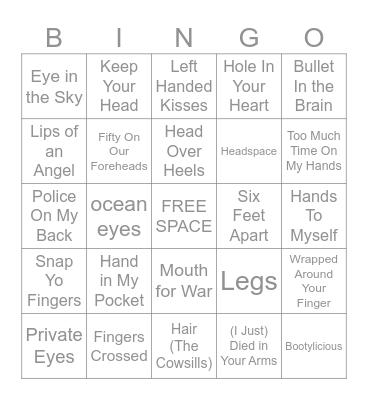 9/21 - 9/22/2025 "Body Parts" Bingo Card