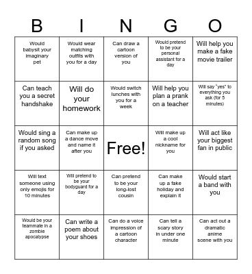 Find someone who Bingo Card