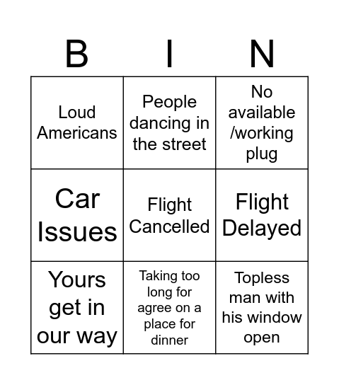 Holiday 2025 Bingo Card