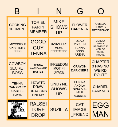 DELTARUNE CHAPTER 3 BINGO Card