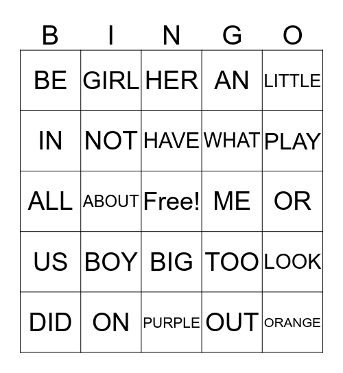 JULIAN'S BINGO GAME Bingo Card