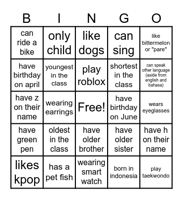 KNOW ME AND OTHERS Bingo Card