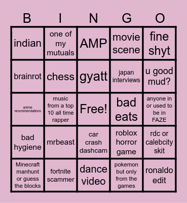 ZAKI's BINGO BOARD Bingo Card