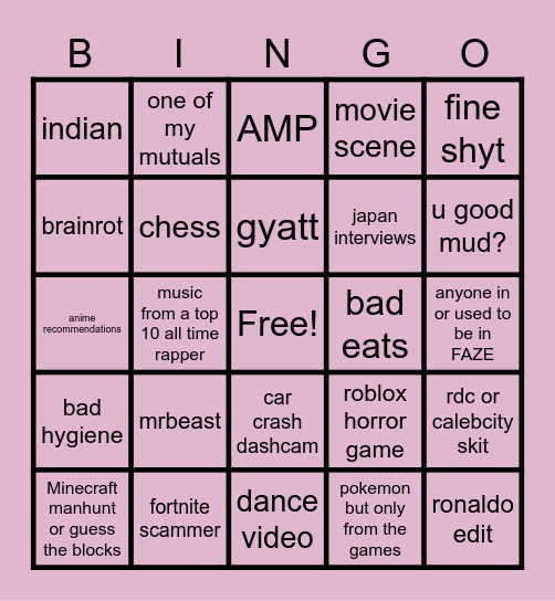 ZAKI's BINGO BOARD Bingo Card