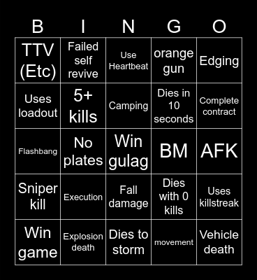 Warzone 2.0 bingo (Credits to: Big Puffer) Bingo Card