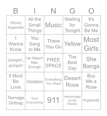 10/12 - 10/13/25 "2000" Bingo Card