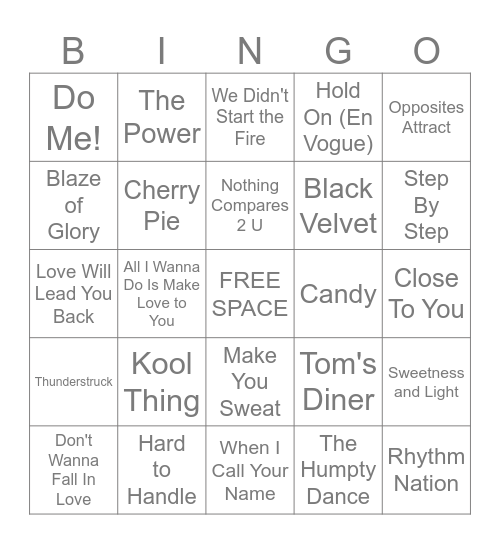 10/19 - 10/20/2025 "1990" Bingo Card