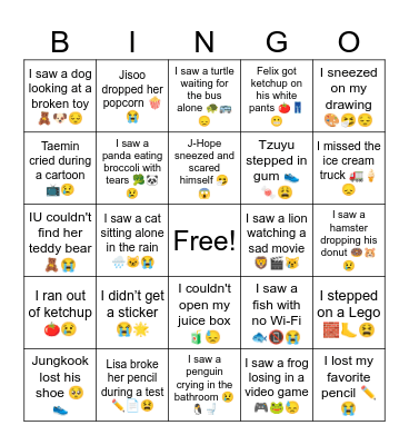 😭Sad Bingo 😭 Bingo Card