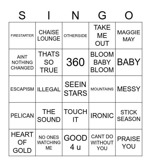 971 GLASTONBURY 2025 #1 Bingo Card