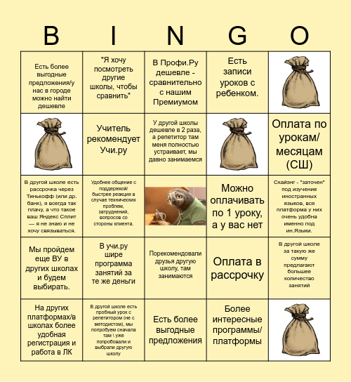 Конкуренты Фоксфорд Bingo Card